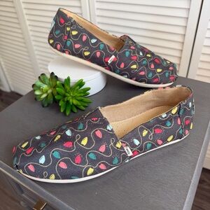 Toms Flats Christmas Lights Print Gray sz 9
